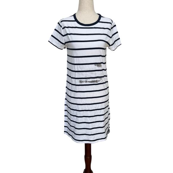 ATHLETA Women's Essential Tee Dress Size XS In Navy Stripes - Picture 1 of 11